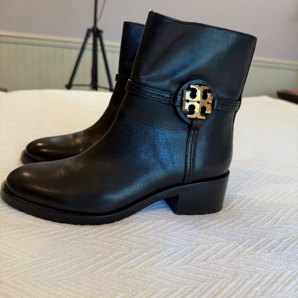 Tory Burch Black and Gold Ankle Booth - Picture 2 of 6